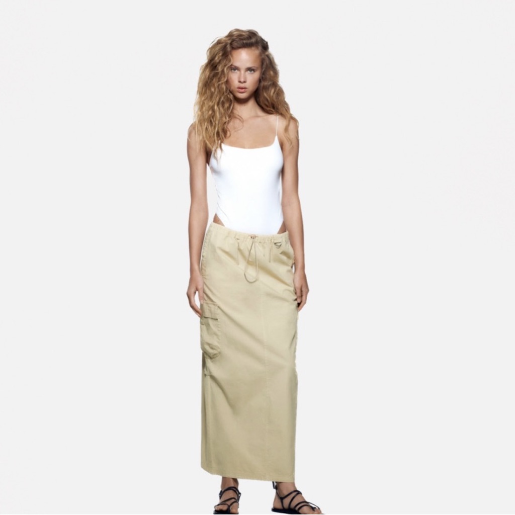 Zara Beige Cargo Maxi Skirt